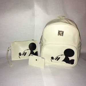 Cream and Black Mickey Mouse Backpack Set